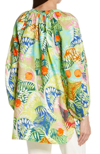 Staud Vincent Linen Long Sleeve Tunic In Capri Tree