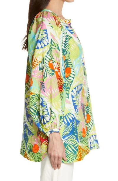 Staud Vincent Linen Long Sleeve Tunic In Capri Tree