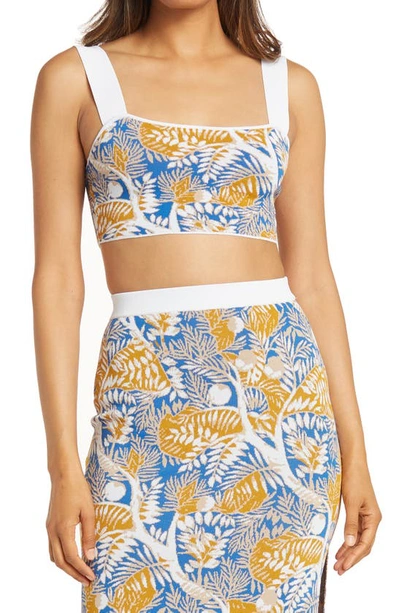 Shop Staud Zola Leaf Print Crop Top In Land And Sea Tree