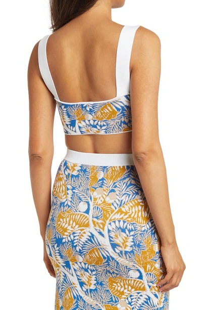 Shop Staud Zola Leaf Print Crop Top In Land And Sea Tree