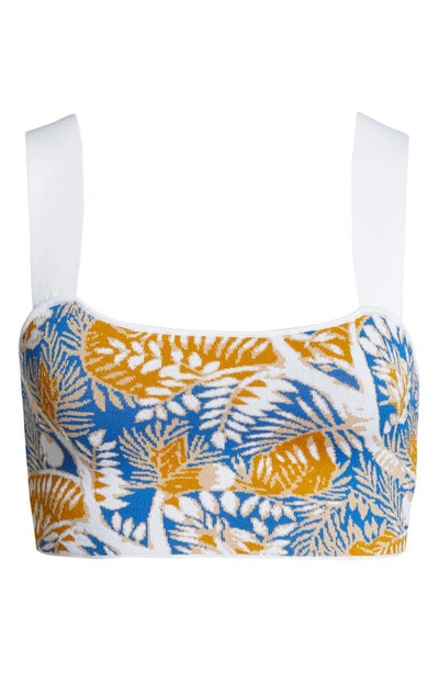 Shop Staud Zola Leaf Print Crop Top In Land And Sea Tree
