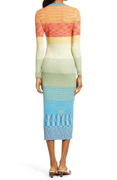 Staud Shoko Rainbow Compact-rib Sweater Dress In Rainbow Multi