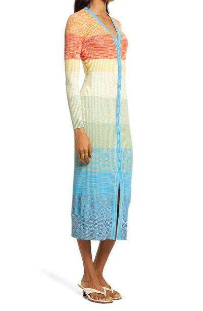 Staud Shoko Rainbow Compact-rib Sweater Dress In Rainbow Multi