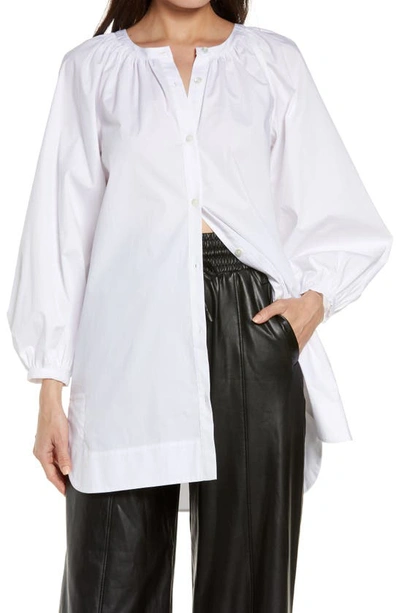 Shop Staud Vincent Tunic Shirt In White