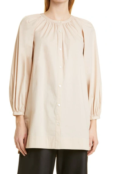 Shop Staud Vincent Tunic Shirt In Biscotti