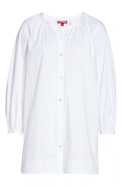 Shop Staud Vincent Tunic Shirt In White