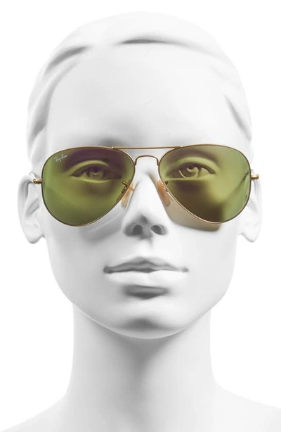 Shop Ray Ban Standard Original 58mm Aviator Sunglasses In Fuchsia/ Mirror