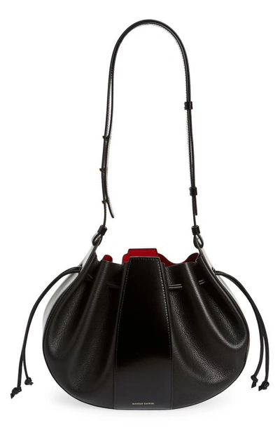 Shop Mansur Gavriel Lilium Leather Bucket Bag In Black/ Flamma