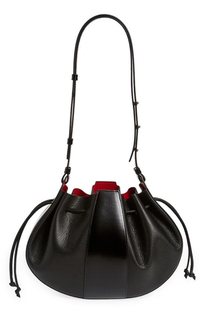 Shop Mansur Gavriel Lilium Leather Bucket Bag In Black/ Flamma