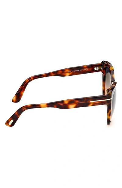 Shop Tom Ford Nora 57mm Gradient Cat Eye Sunglasses In Blonde Havana / Gradient Blue