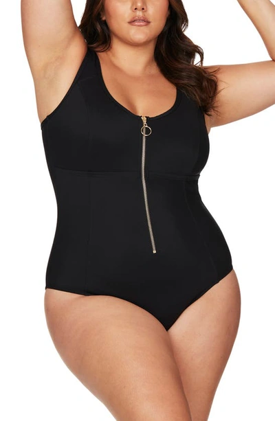 Shop Artesands Sculpt Fuseli One-piece Swimsuit In Black