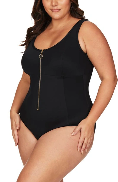 Shop Artesands Sculpt Fuseli One-piece Swimsuit In Black