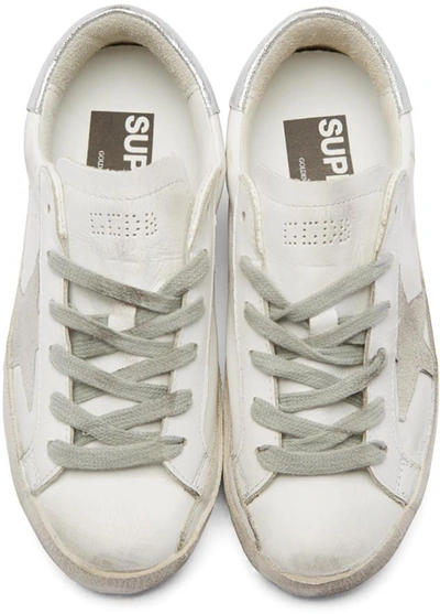 Shop Golden Goose White & Silver Superstar Low-top Trainers
