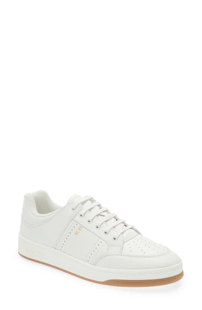 Shop Saint Laurent Sl/61 Grained Leather Low Top Sneaker In White Multi