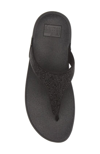 Shop Fitflop Lulu Embellished Flip Flop In All Black