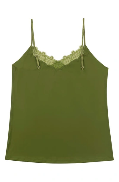 Uwila Warrior Happy Seams Lace-trim Camisole In Terrarium Moss