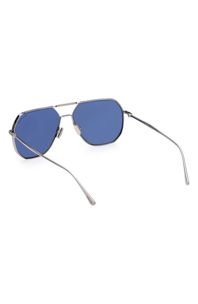 Shop Tom Ford 59mm Polarized Navigator Sunglasses In Sgun/ Blu