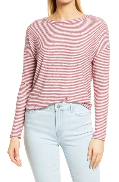 Shop Lucky Brand Long Sleeve Cloud Jersey Top In Red Stripe