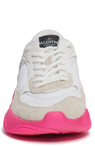 Shop Valentino Runner Bubbleback Low Top Sneaker In White/ Pink