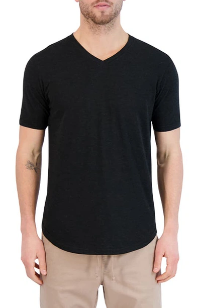Shop Goodlife Overdyed V-neck Curved Hem T-shirt In Black