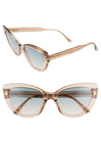 Shop Tom Ford Anya 55mm Cat Eye Sunglasses In Rose Champagne/ Gradient Green