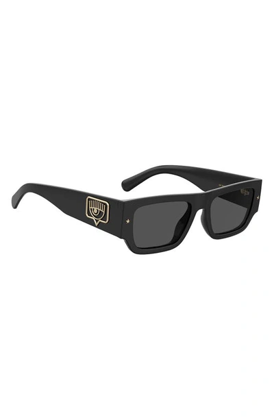 Shop Chiara Ferragni 53mm Rectangle Sunglasses In Black/ Grey