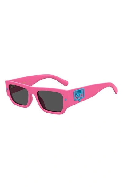 Shop Chiara Ferragni 53mm Rectangle Sunglasses In Pink/ Grey