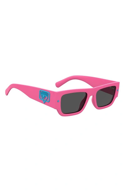 Shop Chiara Ferragni 53mm Rectangle Sunglasses In Pink/ Grey