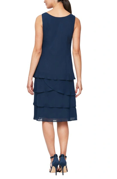 Sl Fashions Long Sleeve Two-piece Jacket Dress In Deep Navy
