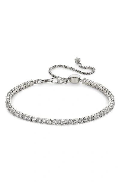 Shop Nadri Love All Tennis Bracelet In Rhodium