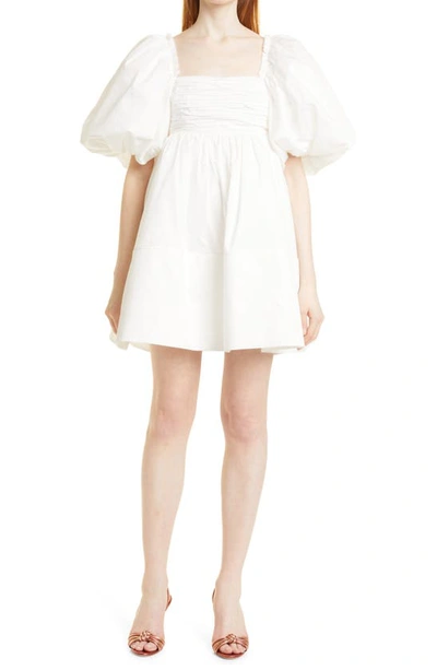 Shop Aje Casabianca Puff Sleeve Cotton Minidress In Ivory