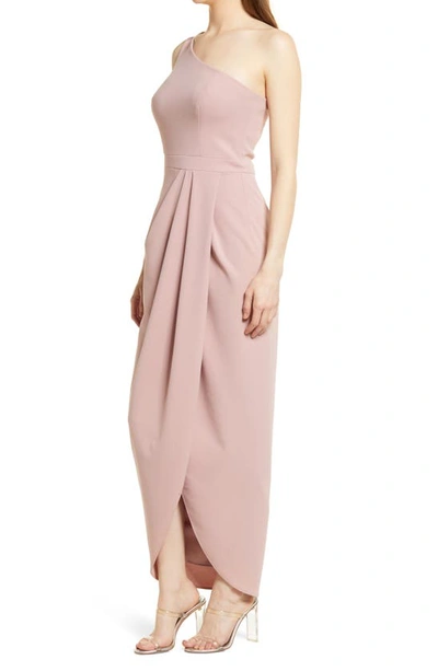 Shop Xscape One-shoulder Scuba Dress In Rose