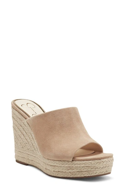 Shop Jessica Simpson Shantelle Wedge Slide Sandal In Almond