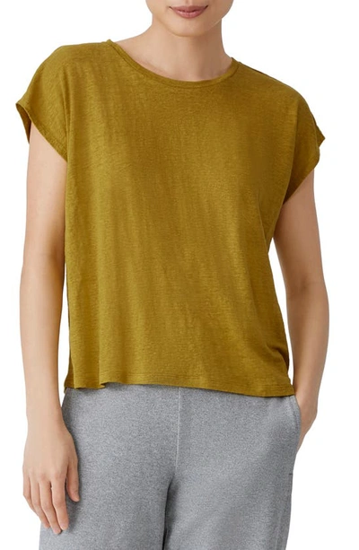 Shop Eileen Fisher Boxy Crewneck Top In Mustard Seed