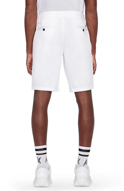 Shop Armani Exchange Slim Fit Stretch Chino Shorts In Solid White
