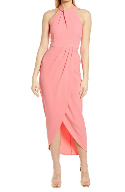 Shop Julia Jordan Knot Neck Halter Dress In Melon