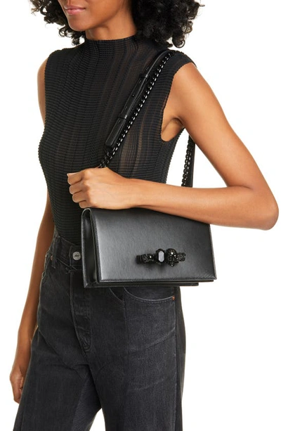 Alexander Mcqueen Blackout Leather Crossbody Knuckle Bag In Black
