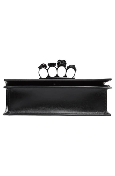 Alexander Mcqueen Blackout Leather Crossbody Knuckle Bag In Black