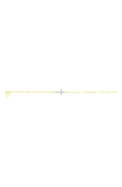 Shop Meira T Diamond Cross Bracelet In Yellow