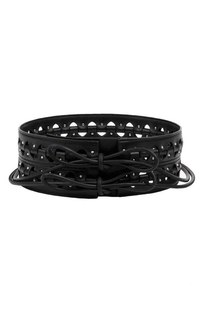 Shop Alaïa Hinge Studded Leather Belt In Black
