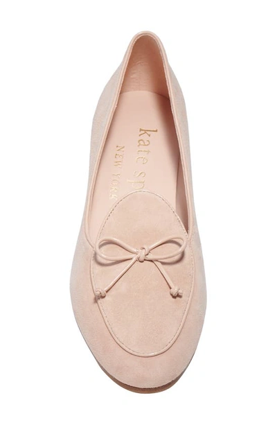 Kate Spade Devi Suede Bow Flat Loafers In Peach Shake