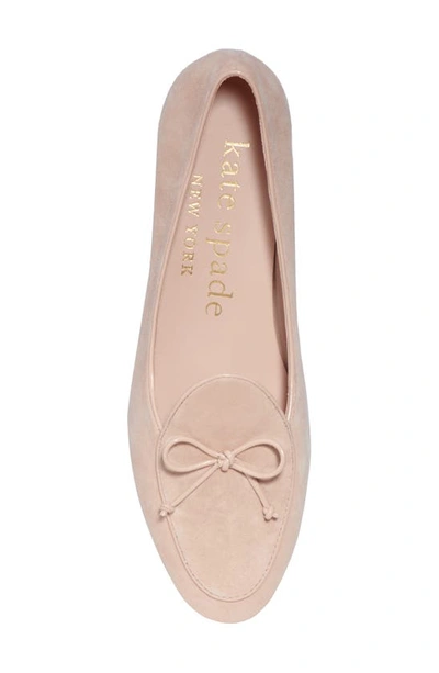 Kate Spade Devi Suede Bow Flat Loafers In Peach Shake