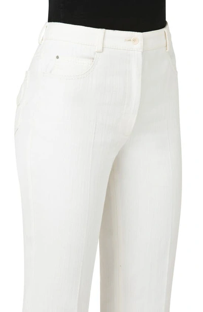 Shop Akris Punto Faye Pintucked Bootcut Stretch Denim Jeans In 012-cream