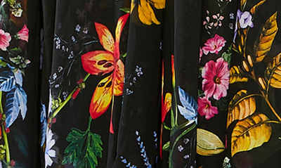 Shop Mac Duggal Floral Belted Midi Dress In Black Multi
