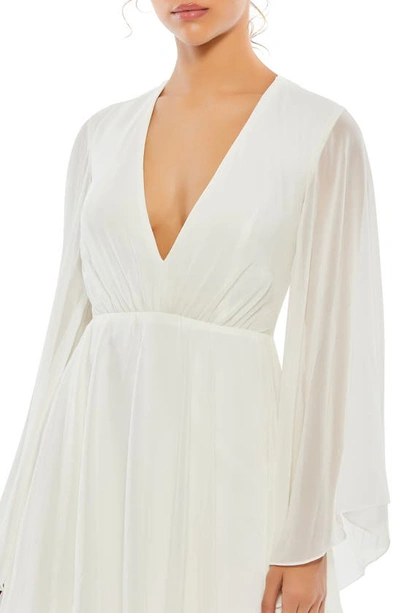 Shop Mac Duggal Angel Long Sleeve Chiffon Cocktail Dress In White