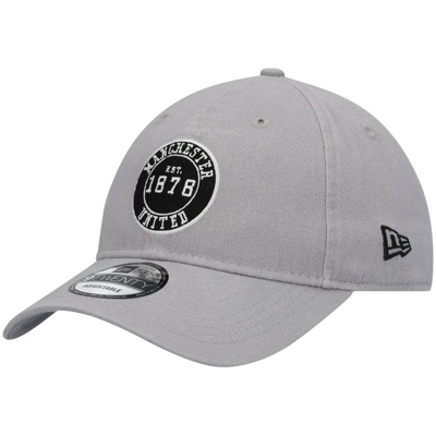 Shop New Era Gray Manchester United Felt Patch 9twenty Adjustable Hat