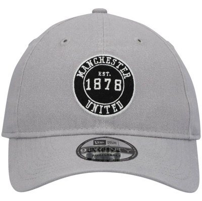 Shop New Era Gray Manchester United Felt Patch 9twenty Adjustable Hat