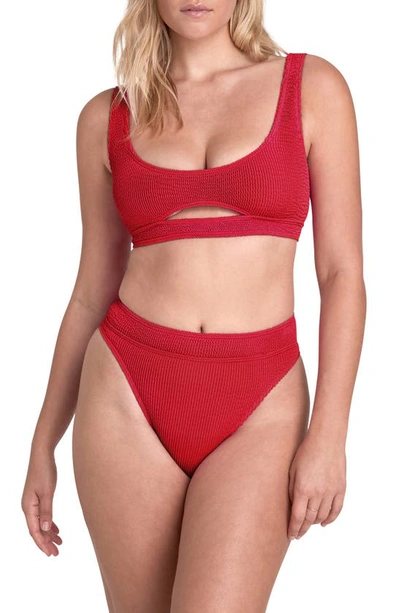 Shop Bound By Bond-eye Bond-eye The Sasha Cutout Bikini Top In Baywatch Red