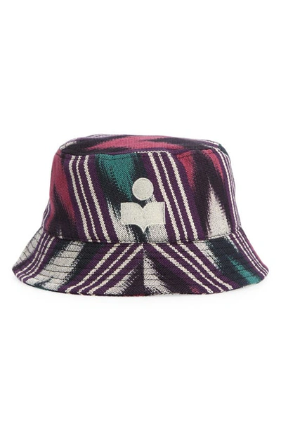 Shop Isabel Marant Haley Cotton Logo Bucket Hat In Faded Night