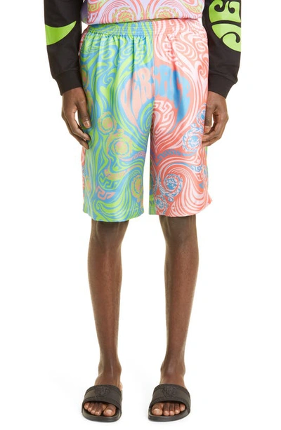 Shop Versace Medusa Music Silk Shorts In Multicolor